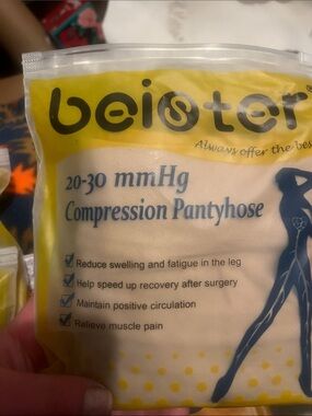 20-30 mmHg Compression Pantyhose - Beige medium and sheer 2 pairs nwt
